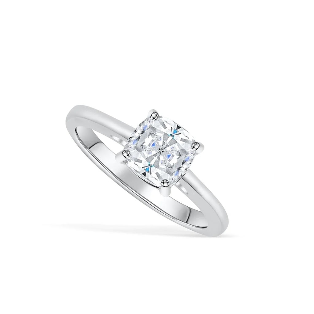 Cushion Diamond Simple Classic Solitaire Engagement Ring