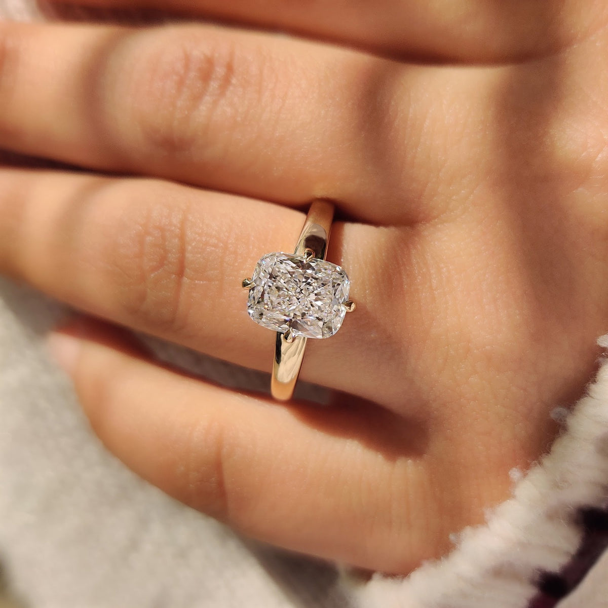 Cushion Diamond Simple Solitaire Engagement Ring