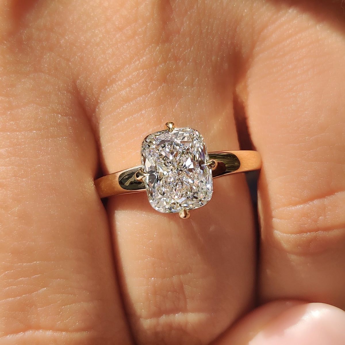 Cushion Diamond Simple Solitaire Engagement Ring