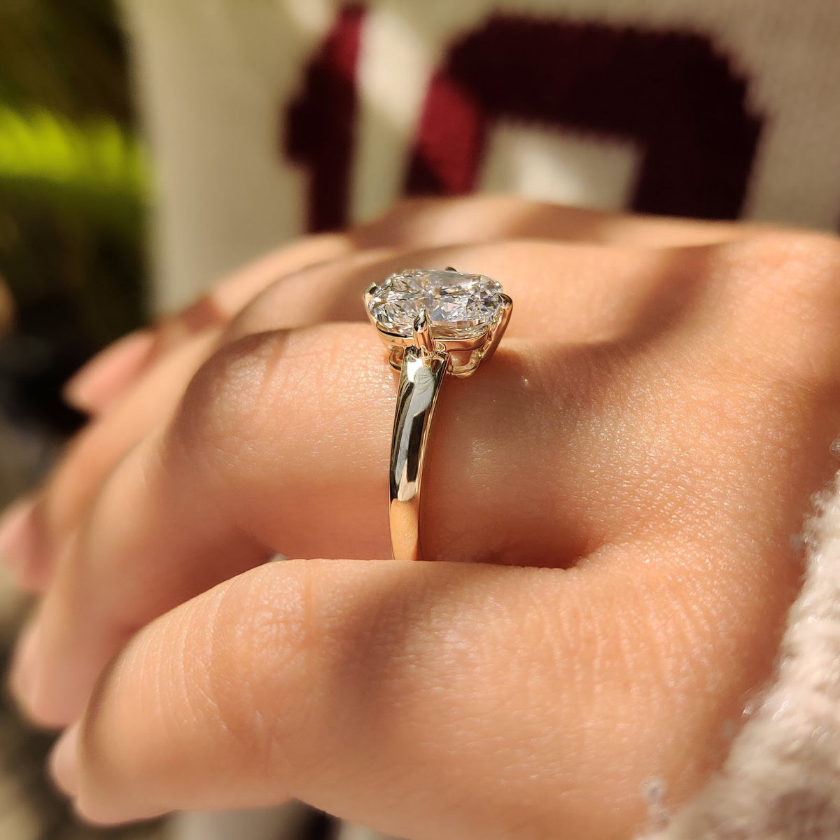 Cushion Diamond Simple Solitaire Engagement Ring
