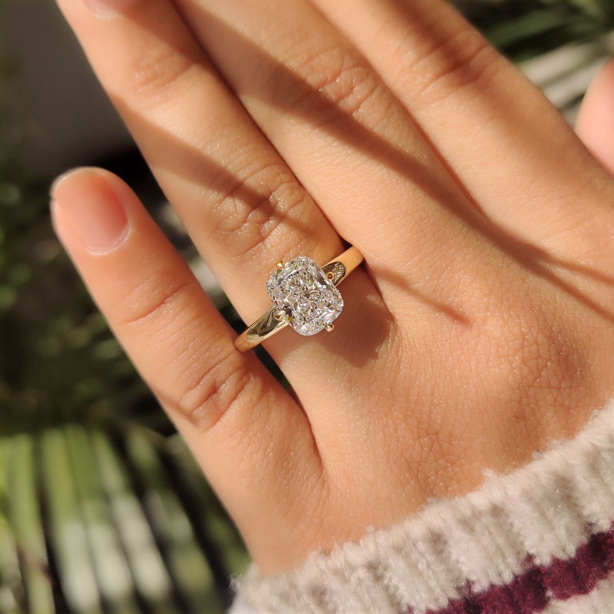 Cushion Diamond Simple Solitaire Engagement Ring