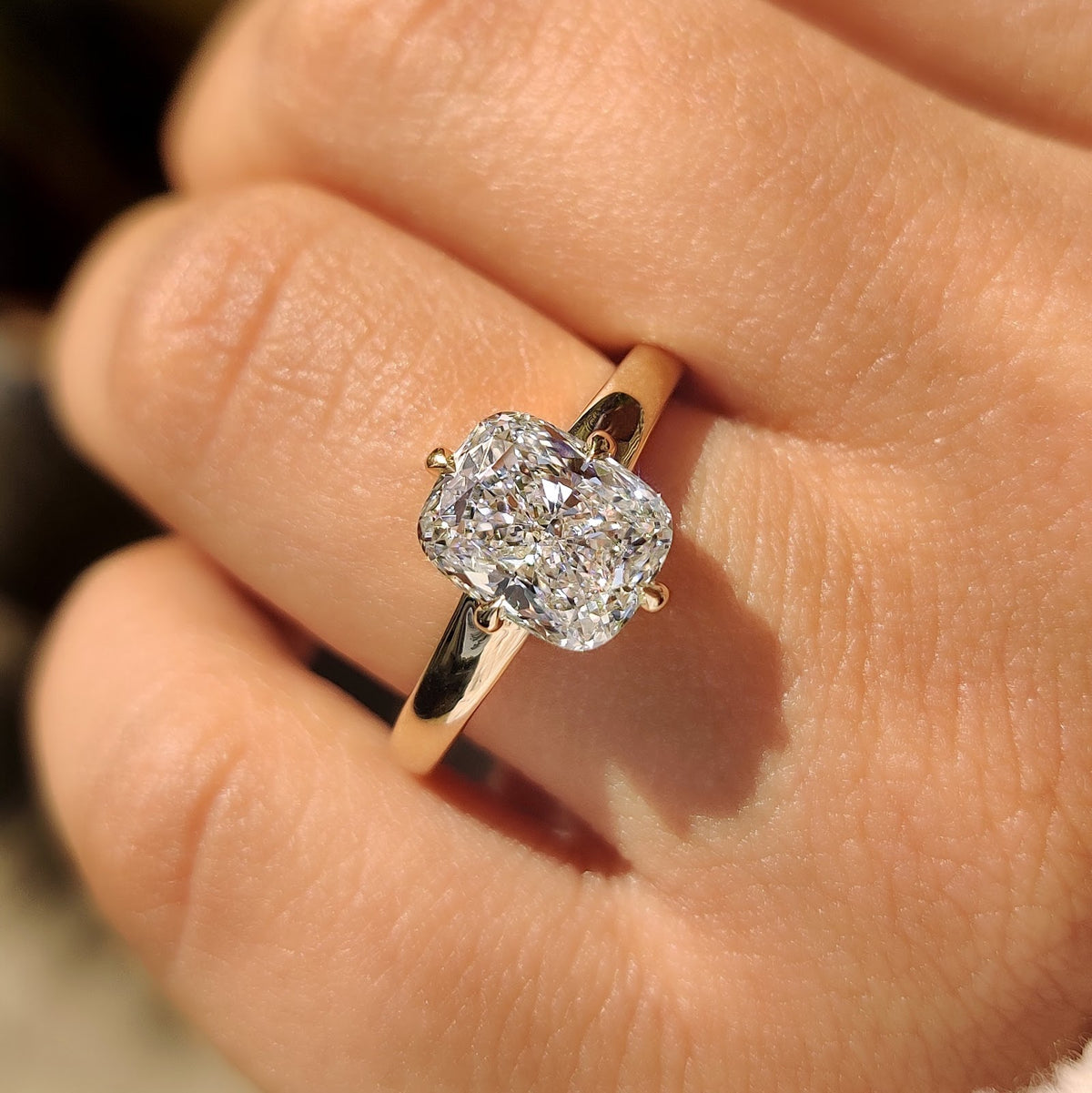 Cushion Diamond Simple Solitaire Engagement Ring