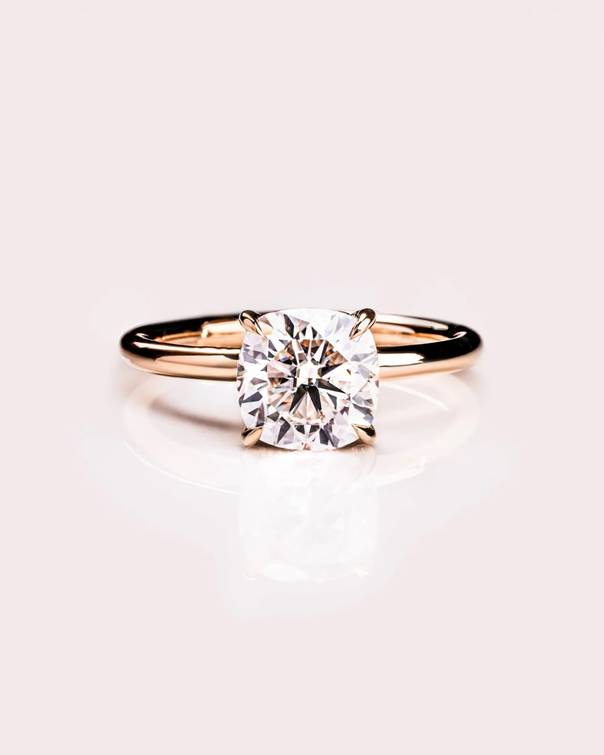 Cushion Diamond Soft Hidden Halo Engagement Ring