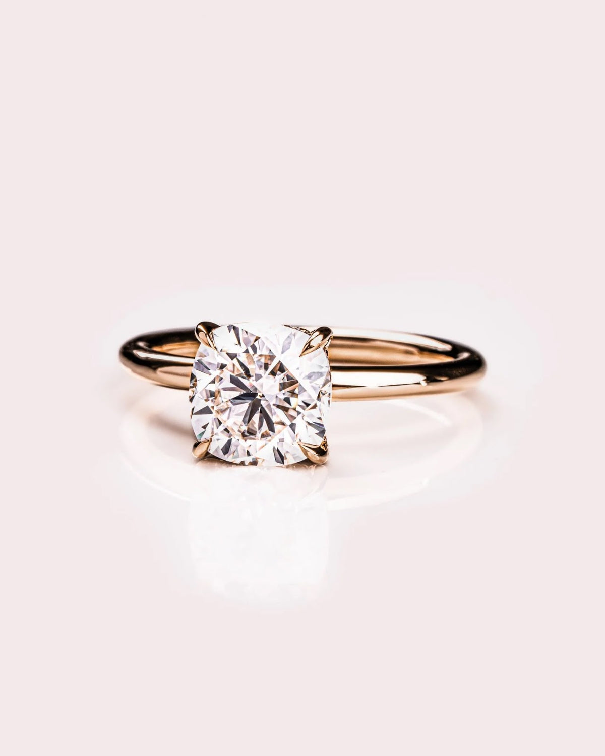 Cushion Diamond Soft Hidden Halo Engagement Ring