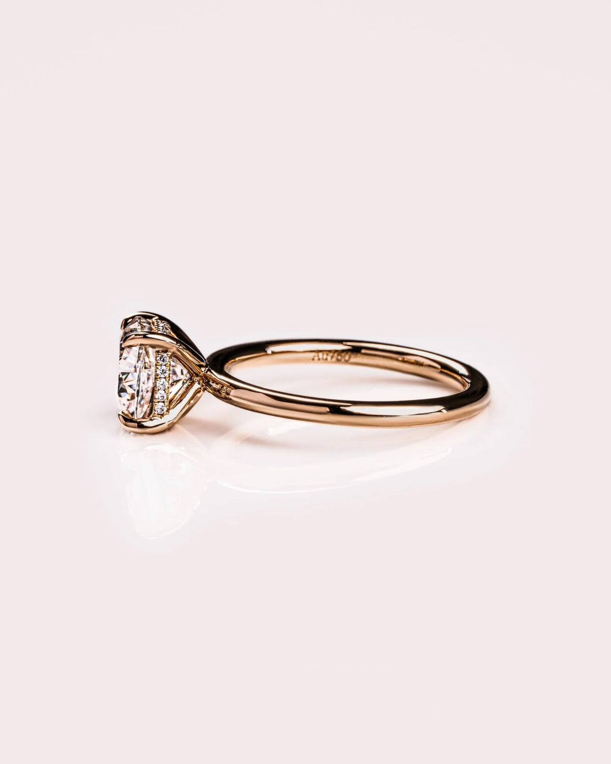 Cushion Diamond Soft Hidden Halo Engagement Ring