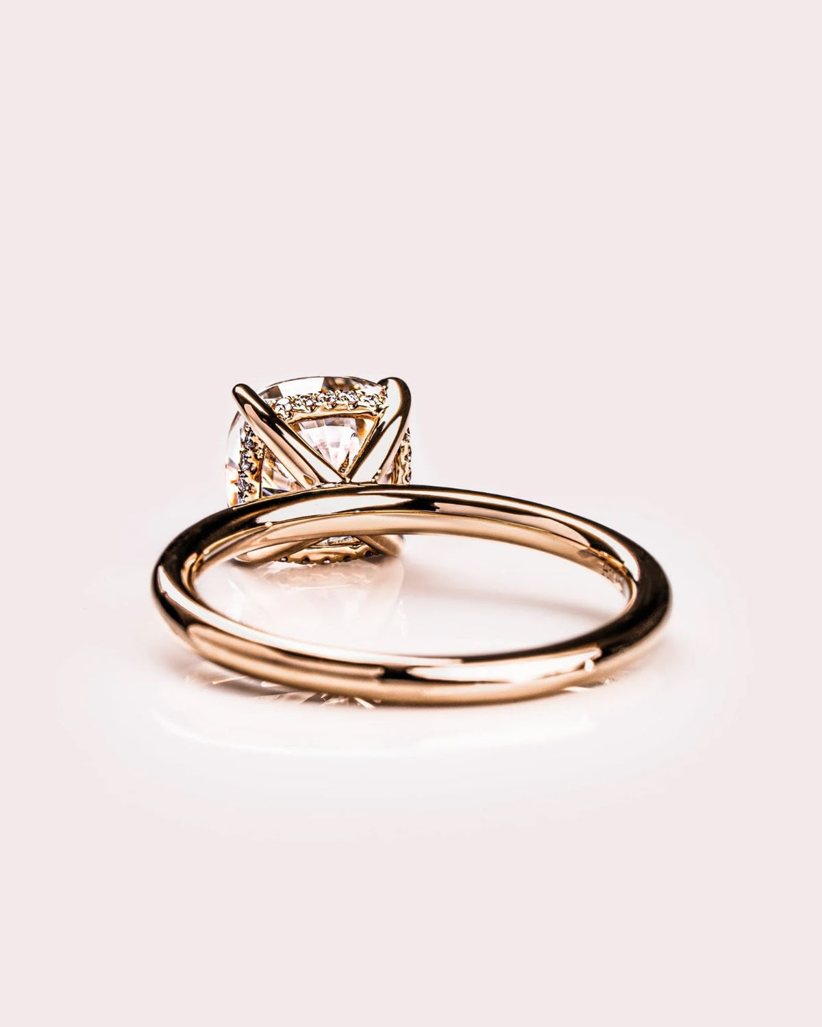 Cushion Diamond Soft Hidden Halo Engagement Ring