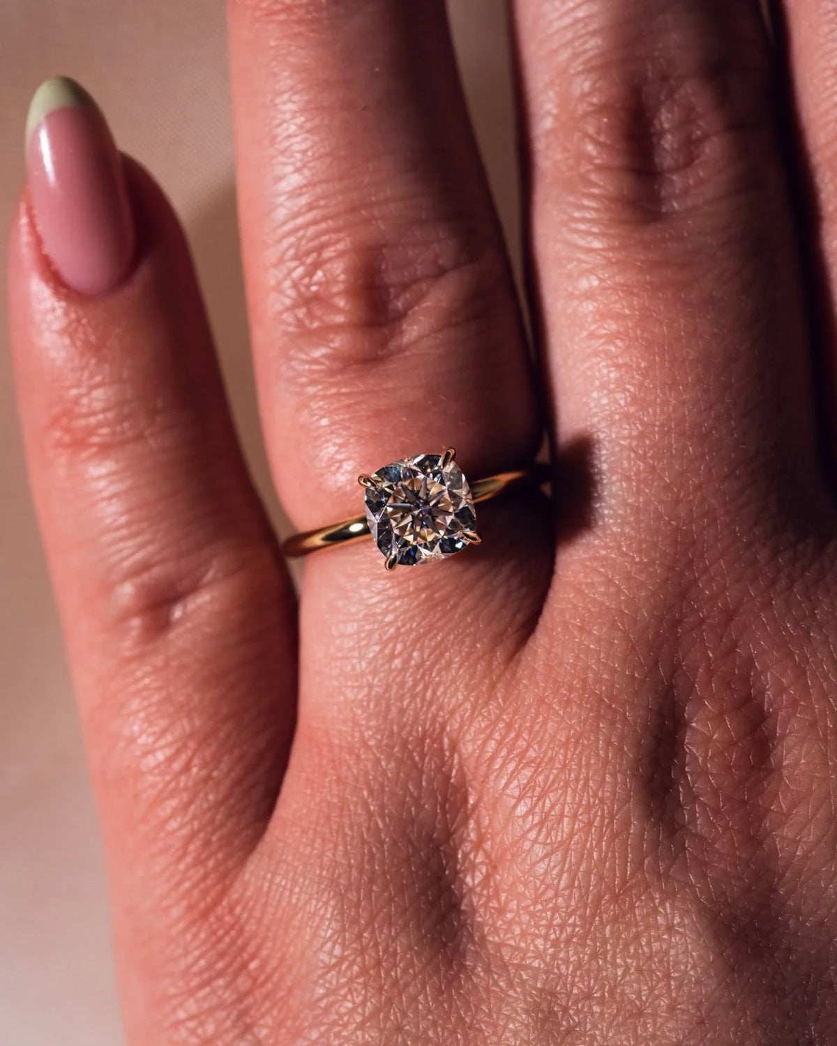 Cushion Diamond Soft Hidden Halo Engagement Ring