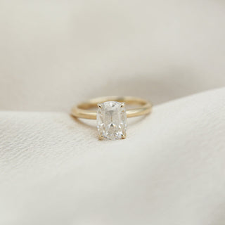 Solitaire Ring with 2.0 CT Elongated Cushion Cut Moissanite - violetjewels