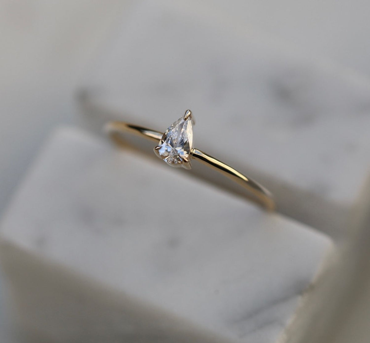 0.20 CT Pear Solitaire CVD F/VVS1 Diamond Engagement Ring - violetjewels
