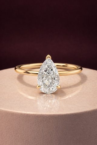 1.0-3.0 CT Pear Lab Grown Diamond Hidden Halo Engagement Ring