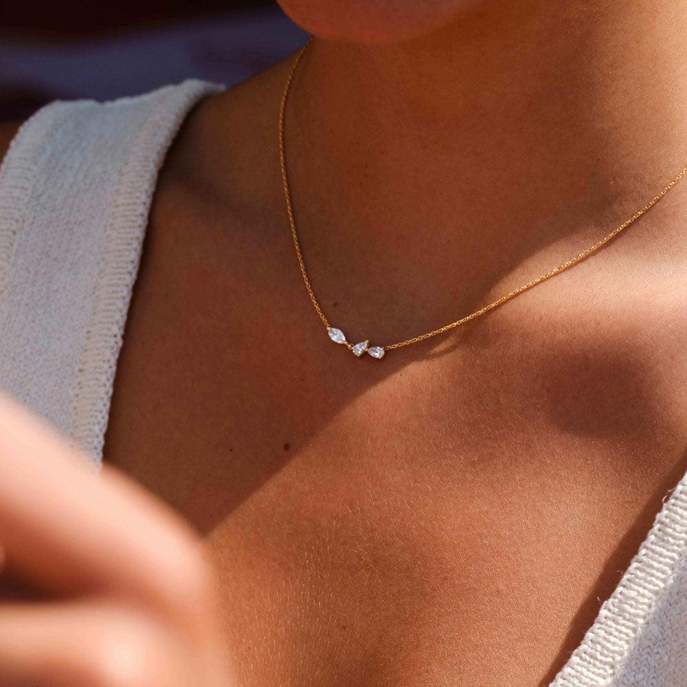0.48 TCW Pear & Marquise Moissanite Diamond Multi Stones Pendent Necklace - violetjewels
