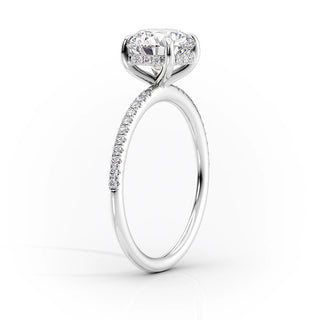 2.50 CT Oval E/VS1 CVD Diamond Hidden Halo Engagement Ring With Pave Setting - violetjewels