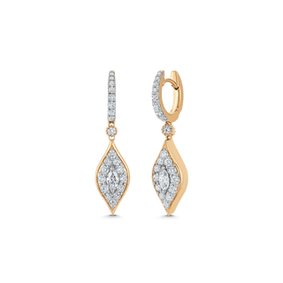 1.20 TCW Round & Marquise Moissanite Diamond Drop Pave Earrings - violetjewels