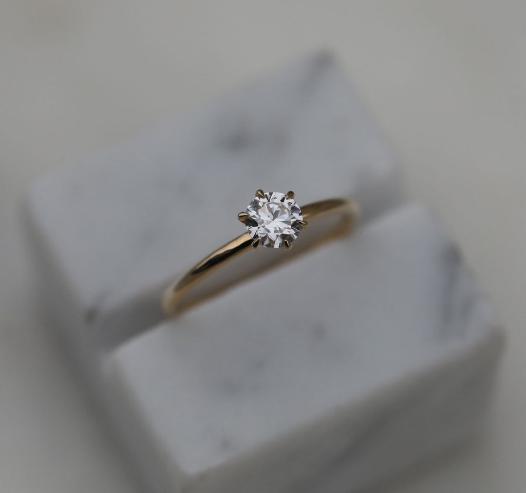0.50 CT Round Solitaire CVD G/VVS2 Diamond Engagement Ring - violetjewels
