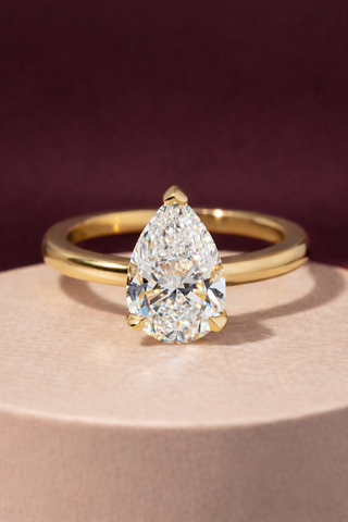 2.0 - 4.0 CT Pear Lab Grown Diamond Hidden Halo Style Engagement Ring