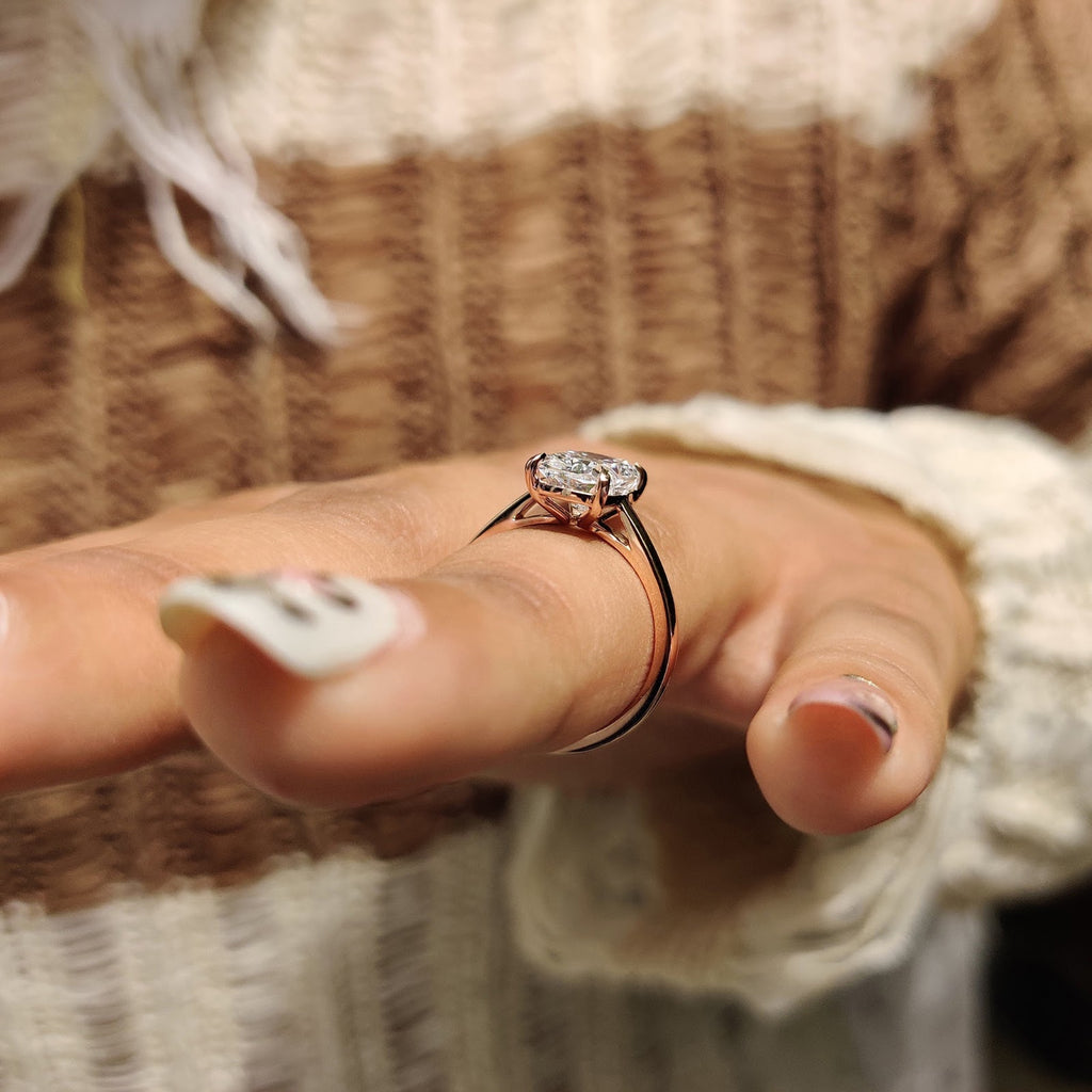 Elongated Cushion Diamond Classic Solitaire Engagement Ring