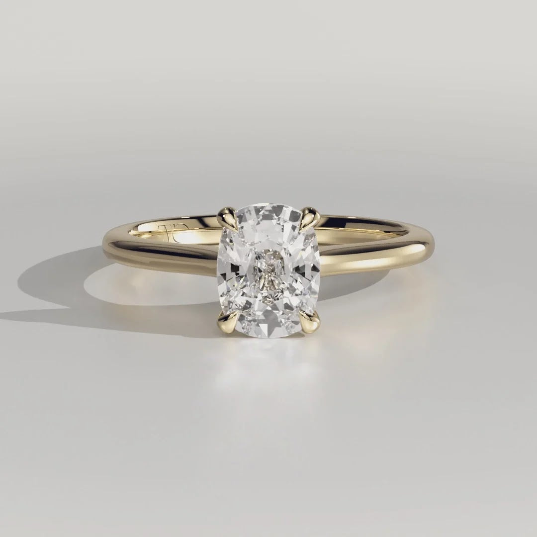 Elongated Cushion Diamond Grace Cathedral Solitaire Engagement Ring