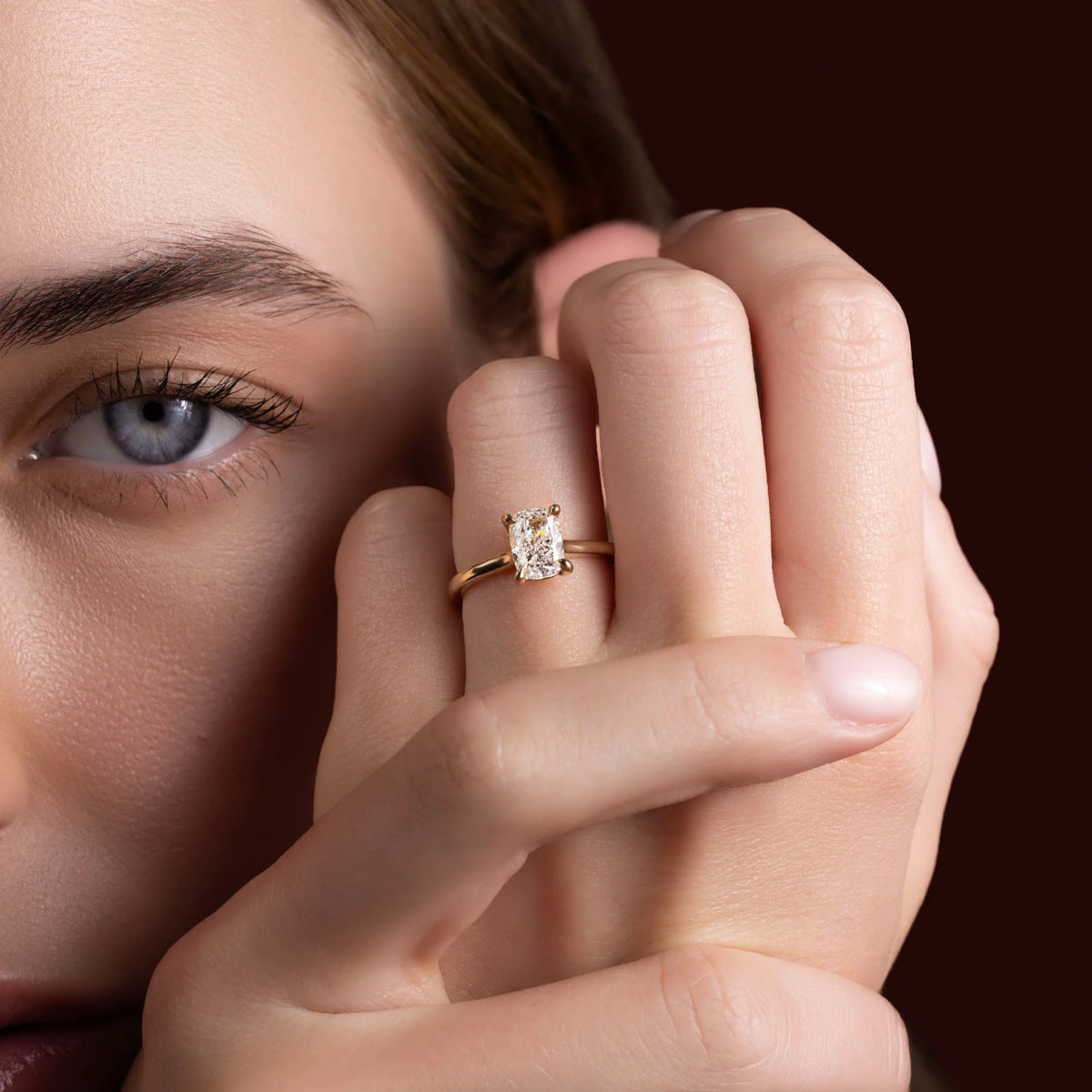 Elongated Cushion Diamond Grace Cathedral Solitaire Engagement Ring