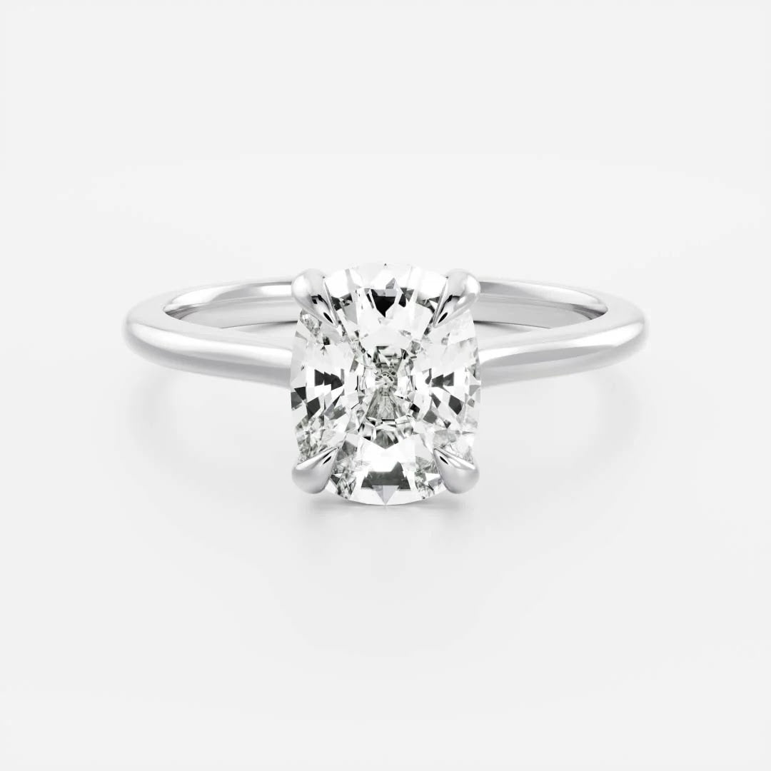 Elongated Cushion Diamond Grace Cathedral Solitaire Engagement Ring