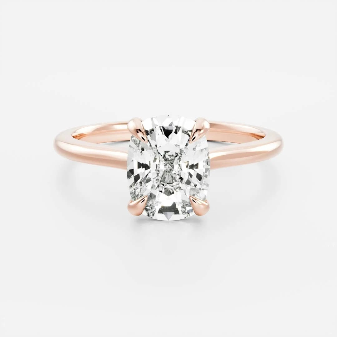 Elongated Cushion Diamond Grace Cathedral Solitaire Engagement Ring