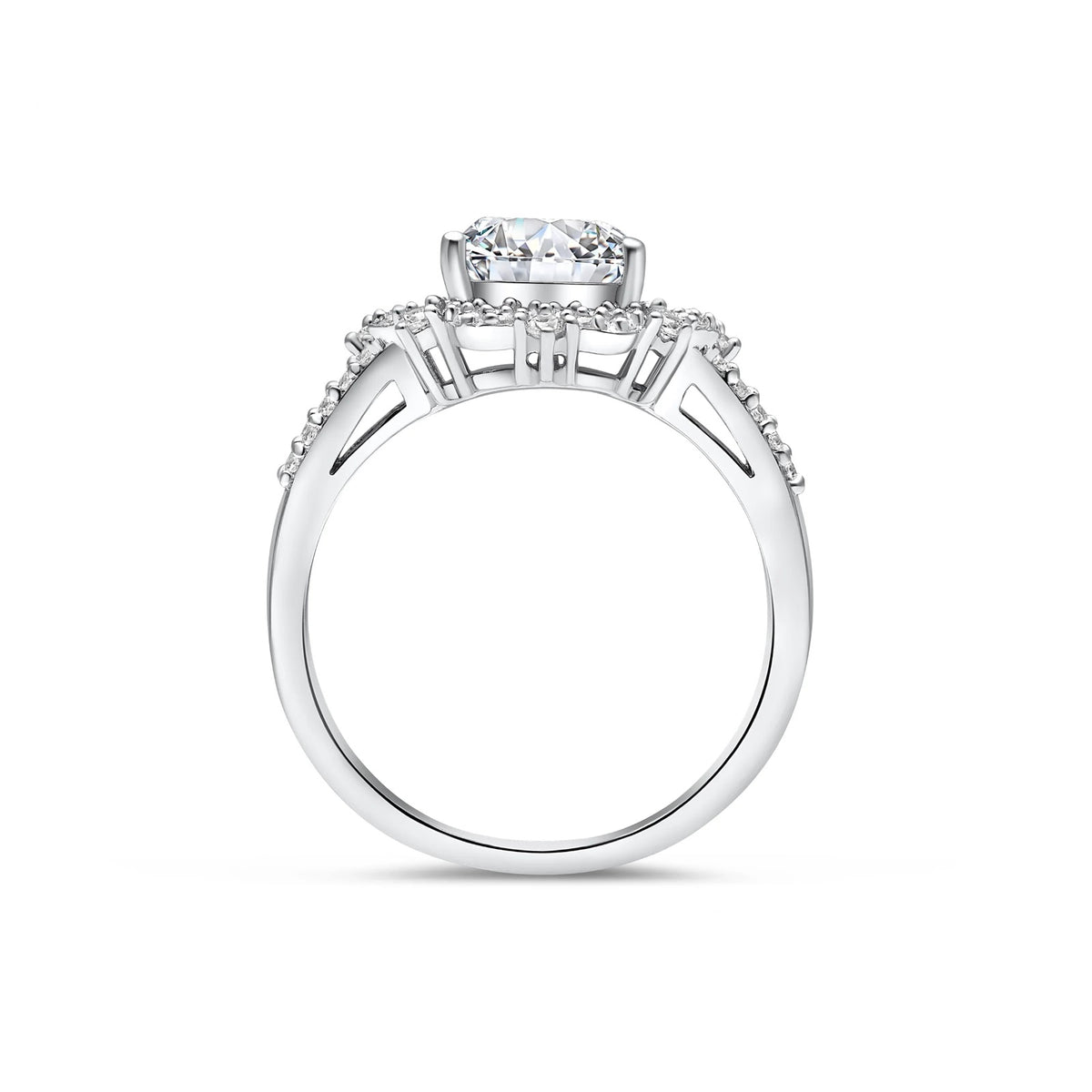Elongated Cushion Diamond Refined Halo Split Shank Pavé Engagement Ring