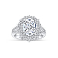 Elongated Cushion Diamond Refined Halo Split Shank Pavé Engagement Ring