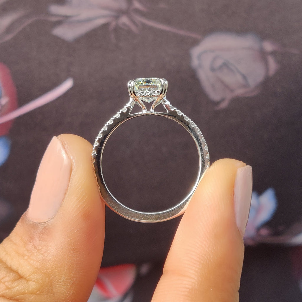 Emerald Diamond Sparkle Hidden Halo Pavé Engagement Ring