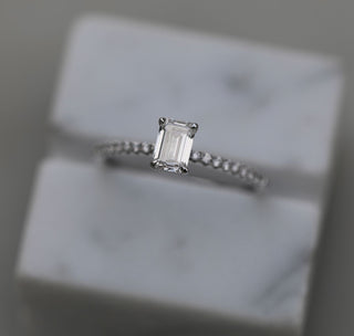 0.60 CT Emerald Solitaire CVD E/VVS2 Diamond Engagement Ring - violetjewels