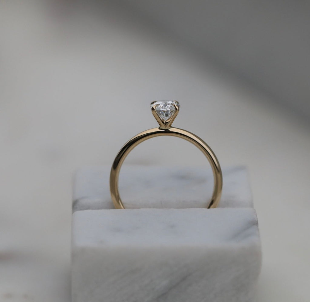 0.91 CT Oval Solitaire CVD E/VVS2 Diamond Engagement Ring - violetjewels