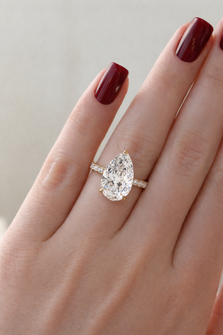 1.0 - 4.50  CT Pear  Lab Grown Diamond Pave Style Engagement Ring