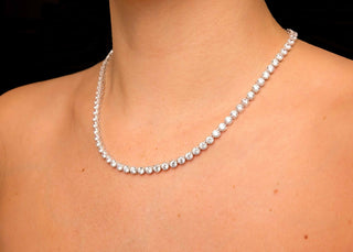 21.0 TCW Round Moissanite Diamond Tennis Necklace - violetjewels