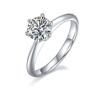 1.0 CT Round Shaped Moissanite Solitaire Engagement Ring - violetjewels