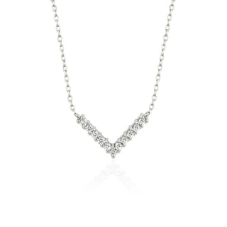 0.10 TCW Round Moissanite Diamond V Shaped Necklace - violetjewels