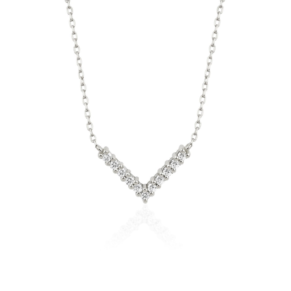 0.10 TCW Round Moissanite Diamond V Shaped Necklace - violetjewels