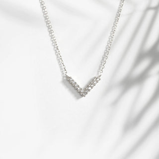 0.10 TCW Round Moissanite Diamond V Shaped Necklace - violetjewels
