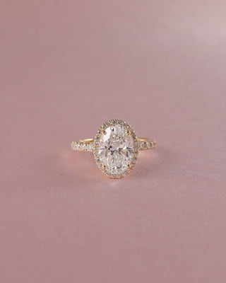 Halo Ring with 1.50 CT Oval Cut Moissanite - violetjewels