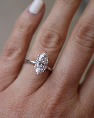 Solitaire Ring with 2.0 CT Marquise Cut Moissanite - violetjewels