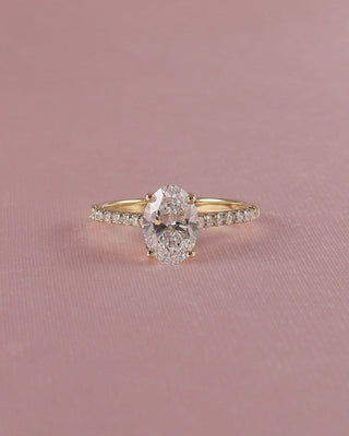 Pave Setting Ring with 2.50 CT Oval Cut Moissanite - violetjewels