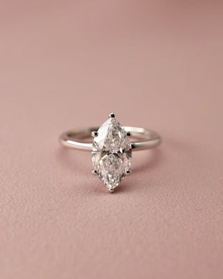 Solitaire Ring with 2.0 CT Marquise Cut Moissanite - violetjewels