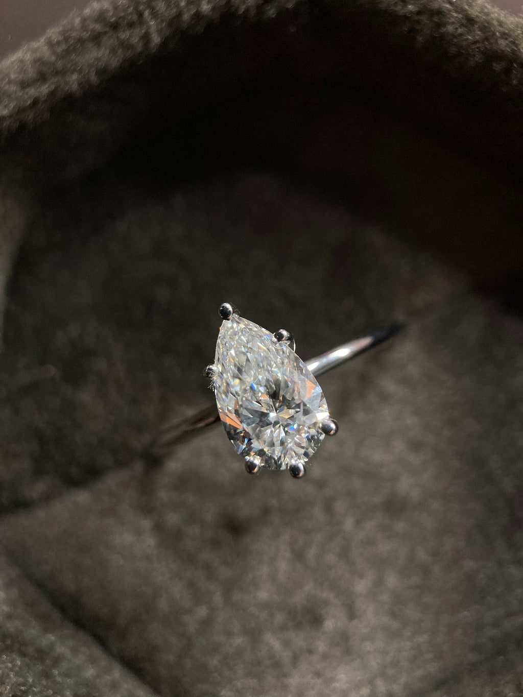 Solitaire Ring with 2.0 CT Pear Cut Moissanite - violetjewels