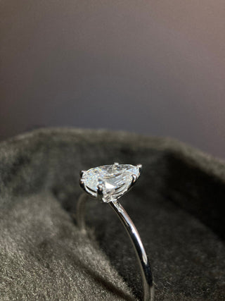 Solitaire Ring with 2.0 CT Pear Cut Moissanite - violetjewels