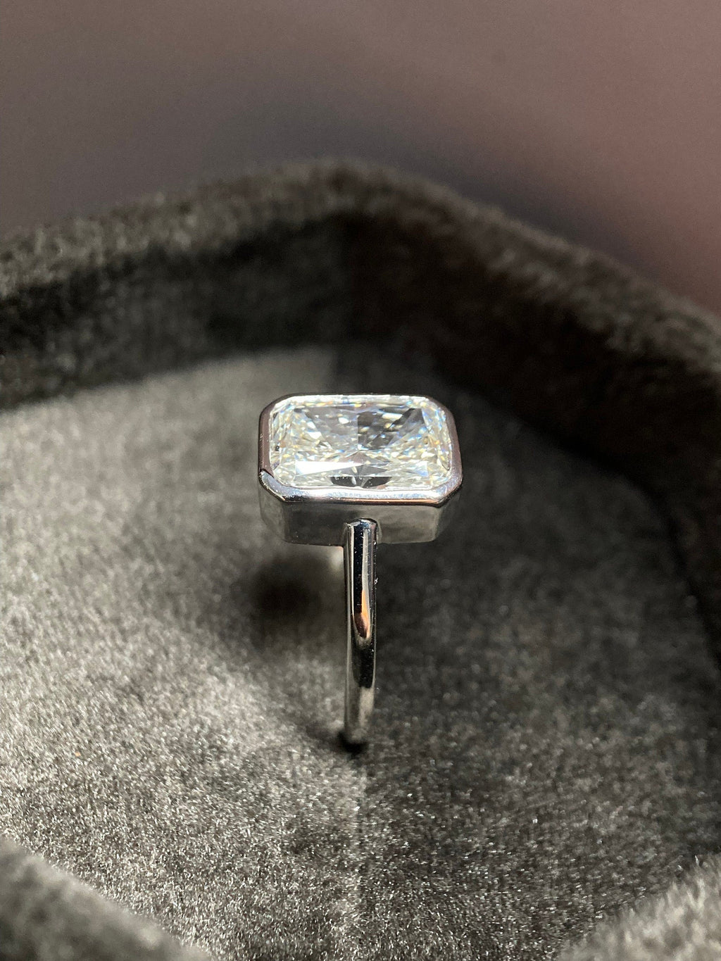 Bezel Ring with 3.0 CT Radiant Cut Moissanite - violetjewels