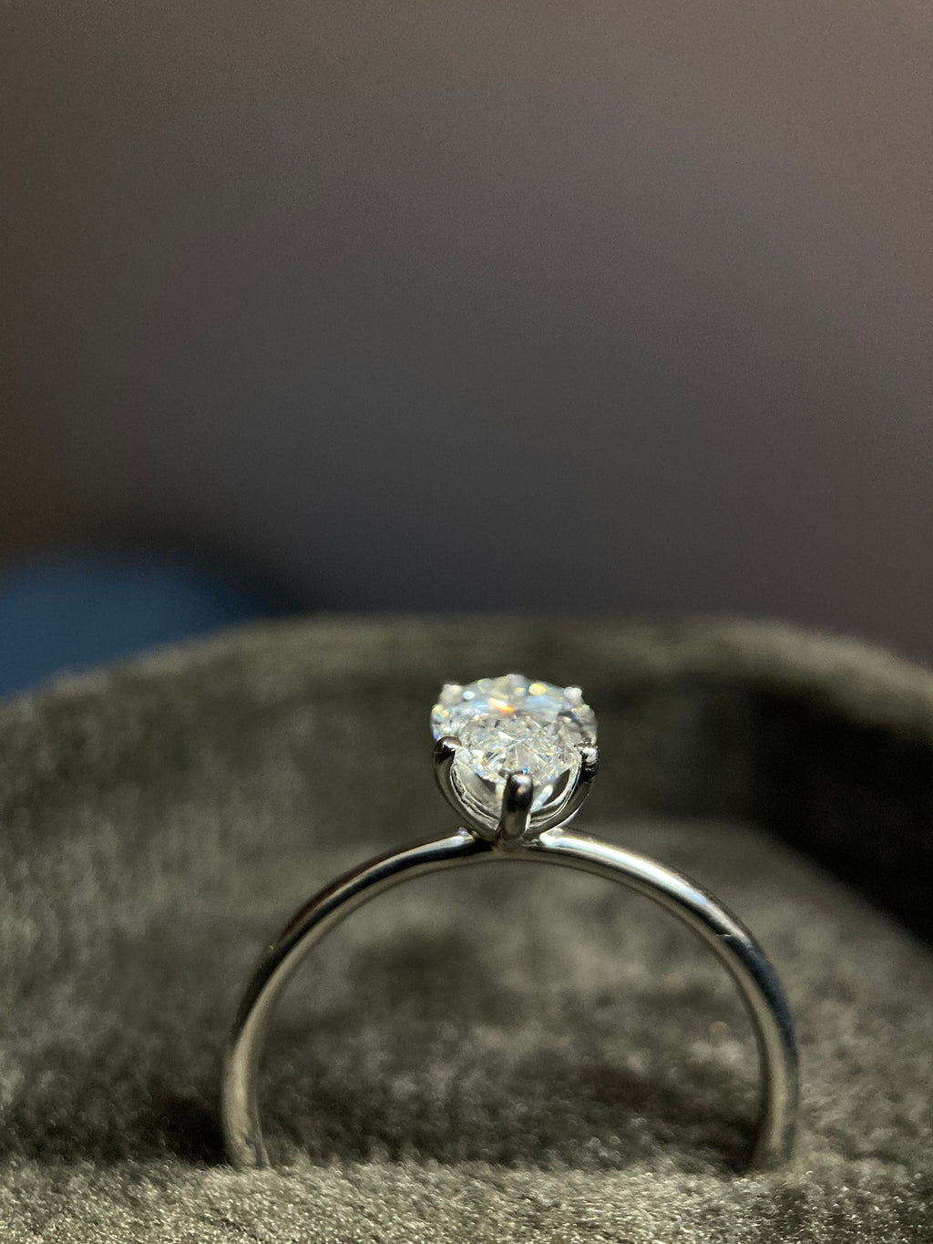 Solitaire Ring with 2.0 CT Pear Cut Moissanite - violetjewels