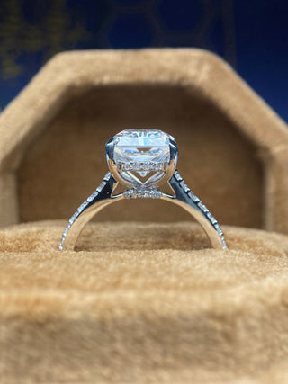 Hidden Halo Ring with 4.0 CT Radiant Cut Moissanite - violetjewels