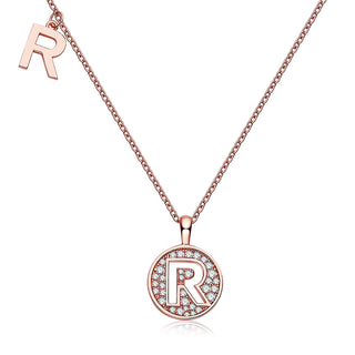 Customized "R" Letter Moissanite Diamond Necklace - violetjewels