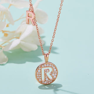 Customized "R" Letter Moissanite Diamond Necklace - violetjewels
