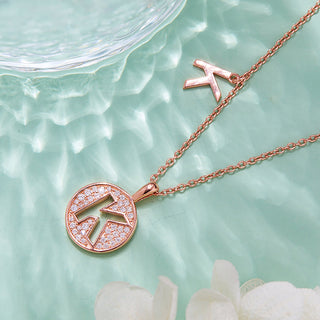 Customized "K" Letter Moissanite Diamond Necklace - violetjewels