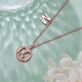 Customized "M" Letter Moissanite Diamond Necklace - violetjewels