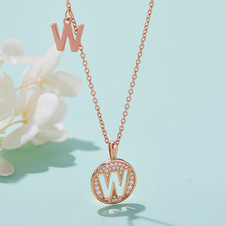 Customized "W" Letter Moissanite Diamond Necklace - violetjewels