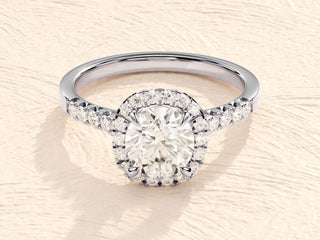 Jean- 2.0 CT Cushion Halo Pave Moissanite Ring - violetjewels